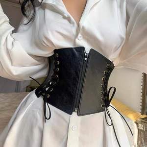 Ceinture large en cuir de mode pour femme, style corset, noire, amincissante, avec fermeture éclair frontale, élastique, pour robe ou costume - Product Image 5