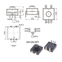 1212-215A untuk senter elektronik, 5-Pin Ultra tipis, tombol tekan grendt vertikal, sakelar On/Off ganda