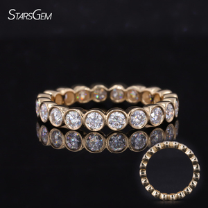 Anillo de boda con ajuste de bisel de diamantes cultivados en laboratorio DEF VS HPHT CVD 2,5 MM anillos de diamantes de corte redondo 10K bisel de oro sólido banda de eternidad - Product Image 1