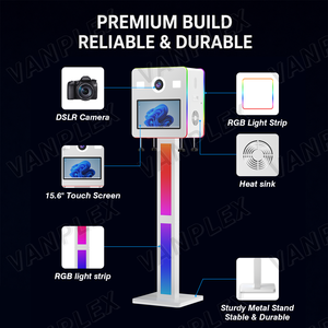 Nouvelle Cabine <span class=keywords><strong>Photo</strong></span> 2026 à Double Écran pour Appareil <span class=keywords><strong>Photo</strong></span> Reflex Numérique, Écran Tactile 15,6 Pouces, Lumière RVB, Coque Métallique, Impression Instantanée, Luxe pour Mariages et Événements - Product Image 4