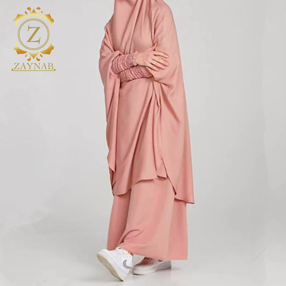 2023 Zaynab 2 Pieces Wholesale Fashion Silk Turkish Pakistan Saoudien Khimar Jilbab Nikab Abaya Muslim Dress Jilbab For Women