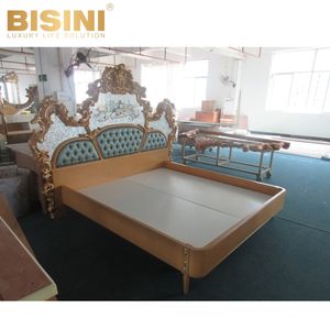 Glorious fransız barok tarzı kraliyet Villa prens el işi çiçek ahşap oyma kabuk parke çift yatak ana odası yatak takımı - Product Image 5