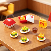 Miniatures de restauration rapide en résine : figurines de mini-burgers, hamburgers et boissons pour maison de poupée DIY, aliments de jeu de cuisine, décoration de micro-paysage