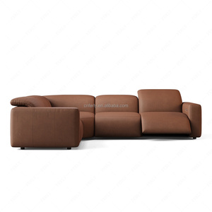 FERLY Genuine <strong>Recliner</strong> Modular <strong>Leather</strong> 4-Piece L-Sectional Sofa Set with Chaise for Living Room - Product Image 2