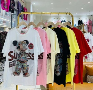 Kaos Wanita Katun 100% Berkualitas Tinggi Motif Kartun Berhias Rhinestone Berkilau OC1025 - Product Image 3