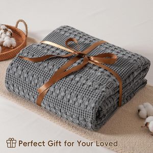 Manta gris <span class=keywords><strong>de</strong></span> fibra <span class=keywords><strong>de</strong></span> algodón orgánico 100% Manta <span class=keywords><strong>de</strong></span> algodón textura <span class=keywords><strong>de</strong></span> tejido <span class=keywords><strong>de</strong></span> gofres decoración estética <span class=keywords><strong>para</strong></span> sofá ropa <span class=keywords><strong>de</strong></span> cama sofá hogar Coche - Product Image 6