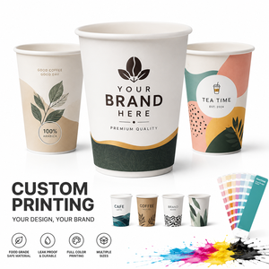 Personalised Disposable Cups 7oz 9oz Single Wall Craft <b>Paper</b> Coffee Cups Recyclable for Hot Drinks Custom Logo Embossing UV - Product Image 1