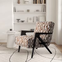 Fauteuil à bascule moderne et écologique en teck doré avec tissu doux pour la maison, le bureau, l'hôpital, le salon, la chambre et la salle à manger