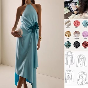 Servizio di Produzione <span class=keywords><strong>e</strong></span> Taglio su Misura per Abbigliamento con Design Personalizzato, Azienda di Produzione di Abiti Lunghi in Raso con Collo all'Americana per Donne - Product Image 1