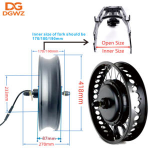 Kit de conversion de vélo électrique avec moteur moyeu personnalisé 20x4 pouces, sans balais, sans engrenages, pour pneus larges, 60V 72V 3000W - Product Image 1