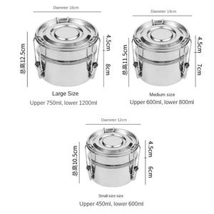 DFL01 Lonchera Redonda Portátil Hermética, Contenedor de Alimentos de Acero Inoxidable, Lonchera Metálica para Estudiantes y Adultos - Product Image 5