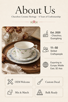 Service de vaisselle vintage floral en céramique pour restaurant et café, assiettes, tasses et soucoupes à bord bleu rose, vaisselle d'hôtel, vente en gros