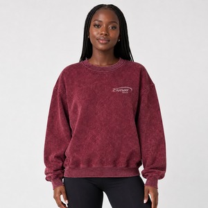 Sudadera de moda para mujer con lavado ácido, algodón, forro polar, puños acanalados, hombros caídos, estilo urbano. - Product Image 1