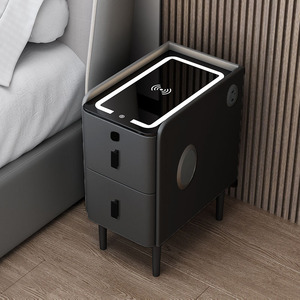 Comodino Intelligente con Ricarica Wireless, Serratura a Impronta Digitale, Legno Massello, Design Moderno di Lusso con Bordi Sottili - Product Image 4