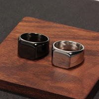 Bague personnalisée pour homme en acier inoxydable, style européen et américain, minimaliste, surface lisse, carrée, pour le commerce transfrontalier