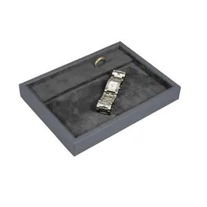 Grey Velvet Jewelry Organizer Rings Storage Tray Microfiber Jewelry Storage Earring Display Tray