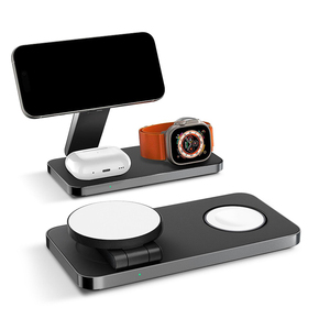 Chargeur de téléphone multifonctionnel, station de charge pour téléphone, chargeur sans fil magnétique pliable 15W 3 en 1, support de charge - Product Image 2