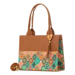 Bolso Tote de Yute Ecológico Fana Dahina Color Camel para Mujer con Diseño Personalizado, Tamaño Mediano, Plegable de Tela para Almacenamiento de Alimentos - Product Image 1