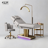 Fauteuil de massage électrique professionnel en cuir PU avec 3 moteurs, base dorée personnalisée, pour salon de beauté, spa et extension de cils