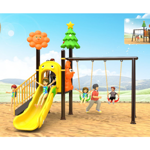 Parque infantil al aire libre hecho a medida con toboganes de plástico, columpios, caballos mecedora y otras instalaciones infantiles a la venta - Product Image 1