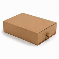 Boîte à tiroir en carton ondulé kraft brun uni écologique personnalisée, emballage cadeau pour bijoux, boîte d'expédition en carton