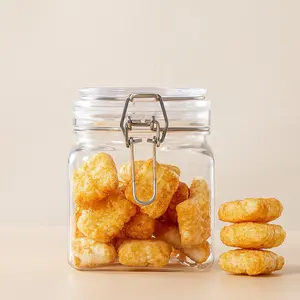 Square Transparent Biscuit Snack Packaging Jar Jars With Lids For Food Food Can Plastic Food Jars
