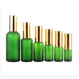 Botellas de Vidrio para Atomizador, Botellas de Vidrio para Emulsión Cosmética con Bomba de Presión y Tapa de Seguridad Dorada - Product Image 1