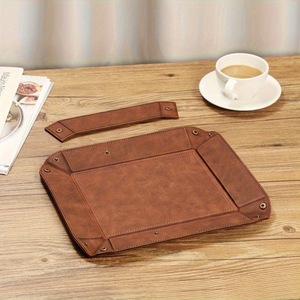 Plateaux de rangement en cuir amovibles en gros, plateau EDC en cuir pour table de chevet, plateau de valet pour homme, organisateur de bureau en gros - Product Image 6