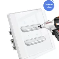 Panel Saklar Dinding Kaca Temper Putih DepoGuye, Soket Eropa Retro, Saklar Lampu Toggle LED, USB-C/USB-A, IP20, 16A, 250V, EU/UK