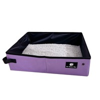 Bac à litière carré portable pour chat, toilette extérieure pliable, compatible voiture, design anti-éclaboussures, facile à nettoyer, manuel