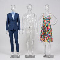 Mannequin transparent en fibre de verre, homme/femme, corps entier, articulations réglables, accessoires de présentation de vêtements, vitrine de magasin, photographie