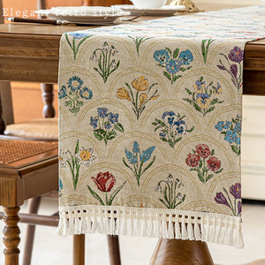 Ychon French Retro Style <strong>Table</strong> <strong>Runner</strong> Custom Tablecloth Polyester <strong>Table</strong> <strong>Runner</strong> for Wedding Parties for Home Decor - Product Image 6