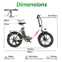 Vélo électrique pliable Mule 960Wh 48V 18Ah avec batterie, frein à disque Zoom, 7 vitesses, pneus larges 20x3.0, suspension avant, cadre bas