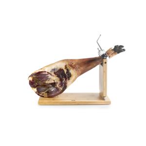 Porta prosciutto - Porta prosciutto pieghevole e girevole, realizzato in acciaio inossidabile e legno, ideale per tagliare il prosciutto con precisione e - Product Image 1