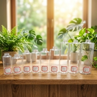 Flacon pulvérisateur cylindrique transparent en PET, flacon pulvérisateur vide en plastique avec bouchon pulvérisateur en aluminium doré brillant