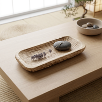 Plateau en bois de paulownia fait main en forme de cœur, finition rustique carbonisée vintage, plateau de service, bol à fruits minimaliste, table basse