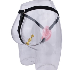 FRRK Sissy Clitotis Pussy Hole Chastity Cage with Adjustable <b>Elastic</b> Band <b>Belt</b> for Men Curve Resin Cock Cage Bondage Sex Toy - Product Image 1