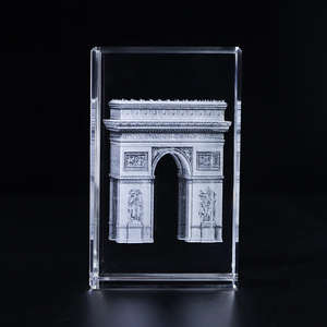 Vente en gros d'usine, souvenirs en cristal vierge pour gravure au laser, cube 3D en cristal, Tour Eiffel, Arc de Triomphe, Louvre, Notre-Dame - Product Image 3