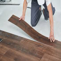 Plancher en PVC imperméable LVT à coller, planches de vinyle