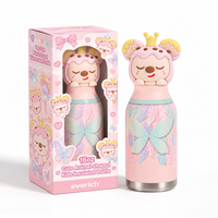 Bouteille d'eau isotherme en acier inoxydable à double paroi Everich New ODM avec couvercle anti-fuite sans BPA et tête d'animal mignonne pour enfants