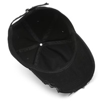 Casquette de baseball unisexe personnalisée à 6 panneaux, effet vieilli, déchirée et délavée, avec boucle métallique et visière courbée, style vintage urbain
