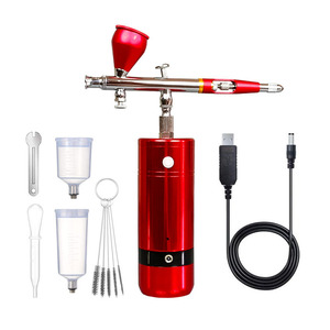 Handheld Airbrush Rechargeable <b>Electric</b> Air Pump <b>Kit</b> Gravity Feed Adjustable Speed Artwork Model Painting USB Powered Portable - Product Image 1