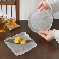 Vaisselle assiette transparente en verre dépoli exquise élégante assiette à thé de l'après-midi de haute qualité Ins Snacks assiette de bureau