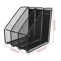 Organisateur de bureau moderne à 3 compartiments en métal maillé écologique avec revêtement en poudre pour magazines