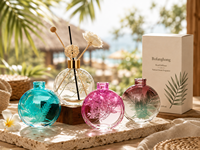 Bouteille diffuseur de parfum en verre rond vide de 150 ml, avec bouchon en liège, pour aromathérapie domestique et décoration parfumée d'intérieur