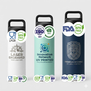 Botella de Agua Deportiva de Acero Inoxidable con <span class=keywords><strong>Aislamiento</strong></span> de Doble Pared, Termo Portátil de Boca Ancha con Tapa y Asa de Agarre Cómodo - Product Image 1