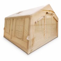 Tente gonflable carrée 12.96 ㎡   Tente de camping familiale gonflable 3,6x3,6m, Oxford 420D imperméable, séparateur de pièce, tente de glamping pour l'extérieur
