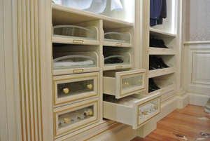 גבוהה סוף יוקרה צרפתית סגנון חדר ארונות מערכת טבע עץ מלא ארון בגדים ארגונית - Product Image 5