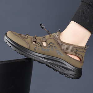 Chaussures de randonnée pour hommes, couleur kaki, avec bande élastique, respirantes, en mesh, pour le sport de plein air, décontractées, pour les voyages - Product Image 3