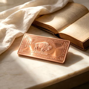Barra de cobre de 10 onzas, diseño de búfalo de los Estados Unidos de América, con la inscripción 'En Dios confiamos'. - Product Image 2